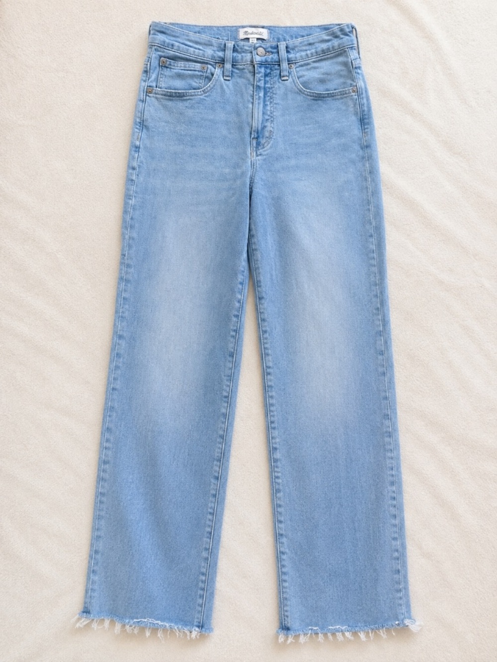 Madewell The Perfect Vintage Straight Leg Jeans Light Wash Raw Hem Size 28
